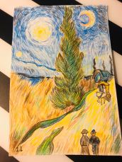 Road with Cypress and Star (After Van Gogh); a birthday gift to a friend